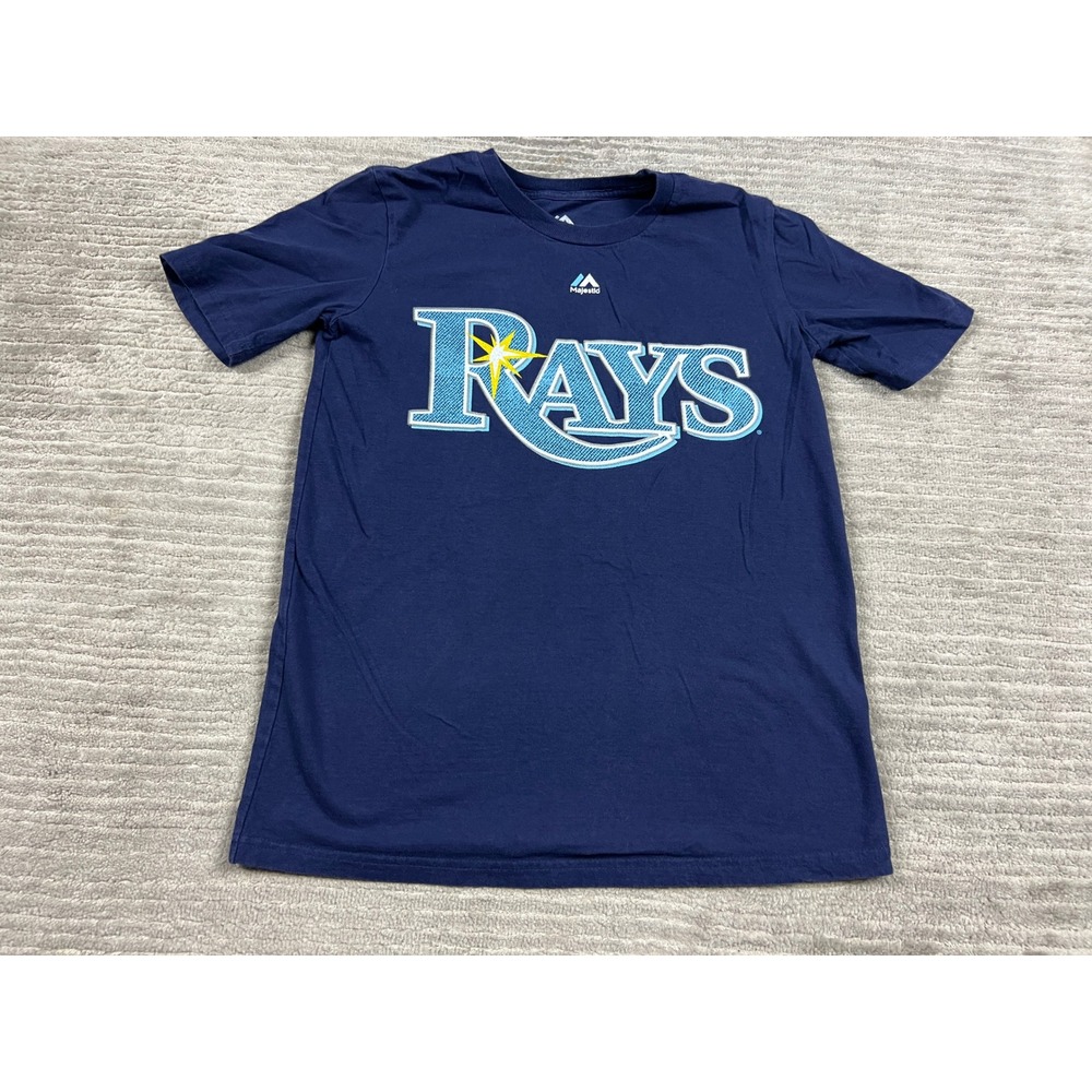 Majestic T-Shirt Youth L Navy Tampa Bay Rays‎ Kevin Kiermaier 39 Graphic Tee MLB